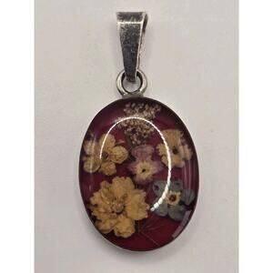 Vintage Sterling Silver Pressed Flower Pendant for a Necklace 925 Mexico 4 gr.